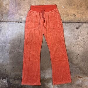 Y2K Orange Velour Sweatpants